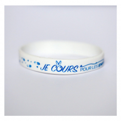 Bracelet blanc "Je cours pour les enfants"